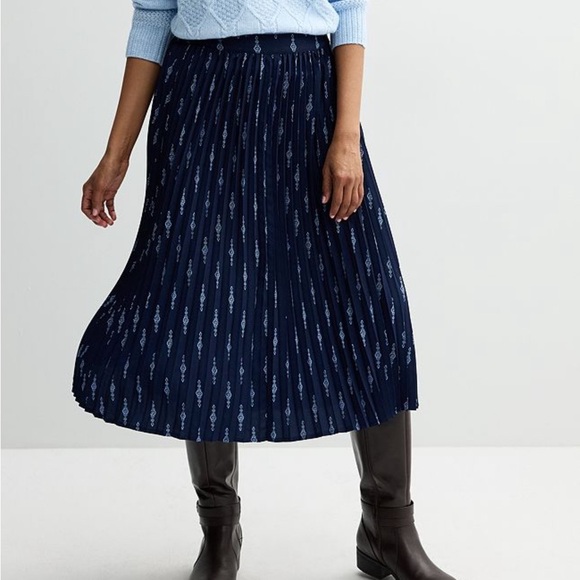 Croft & Barrow Navy Blue Pleated Midi Skirt Xxlp